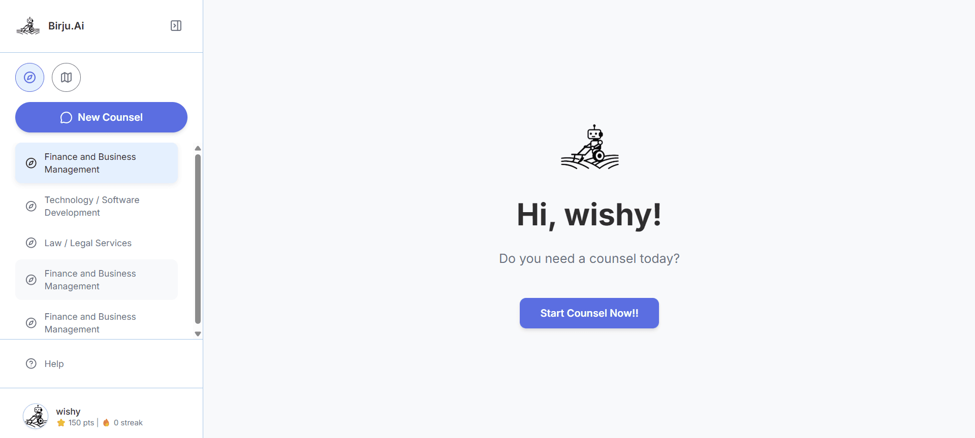 Birju.AI interface